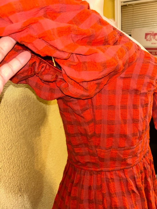 Trixxi Red Tie-Front Puff Sleeve Asymmetrical Dress - Picture 2 of 7